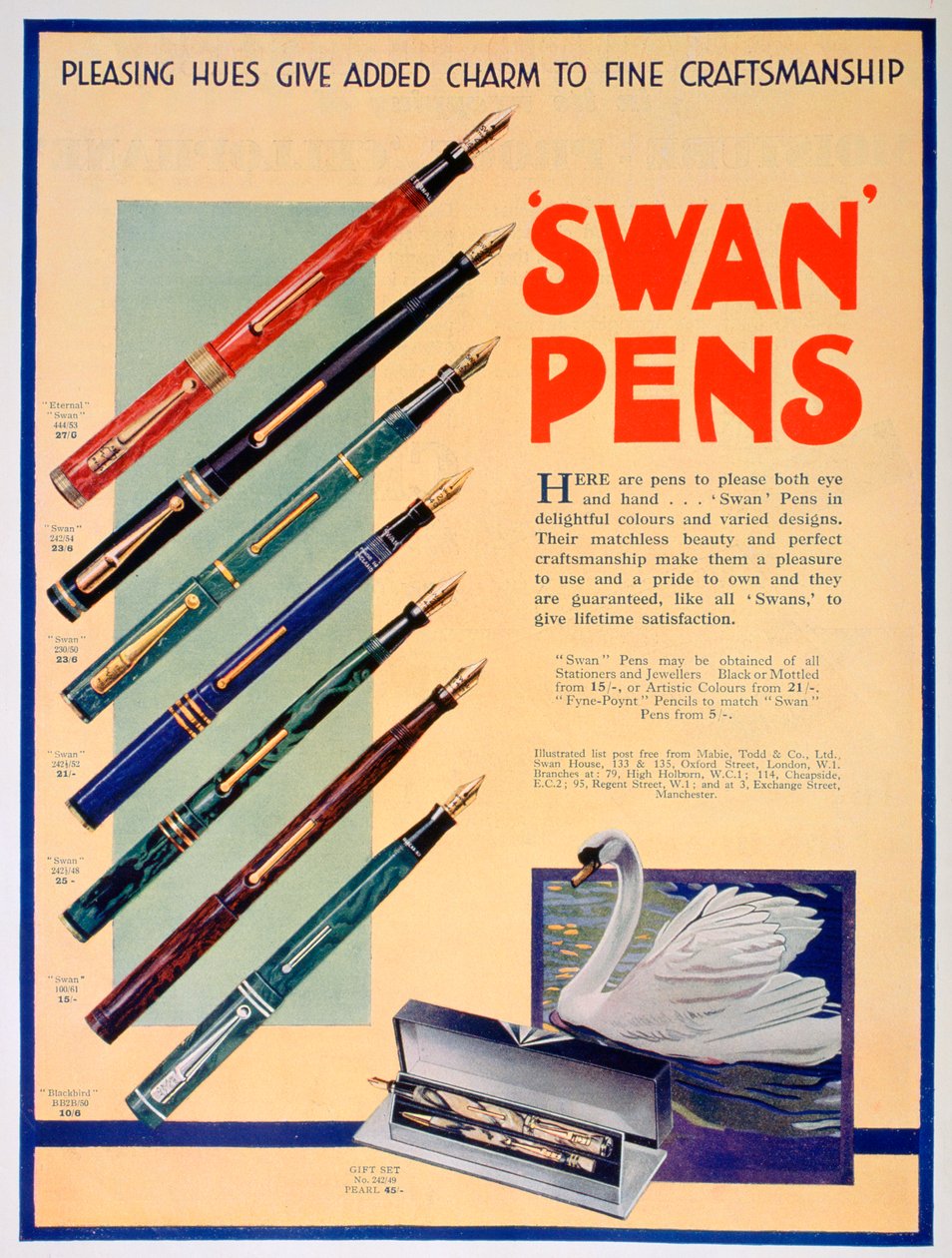 Anúncio para canetas de cisne, 1931 de Unbekannt