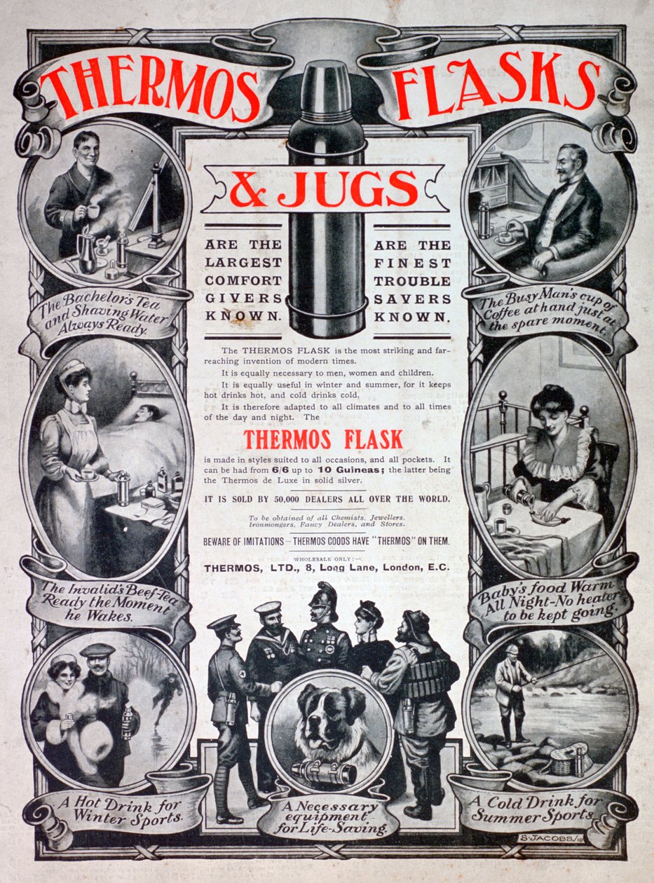 Anúncio para Garrafas térmicas e jarros, 1910 de Unbekannt