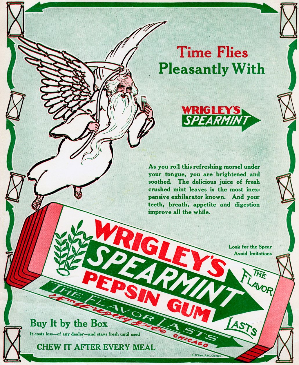 Anúncio para Wrigleys Spearmint Pepsin Gum, 1913 de Unbekannt