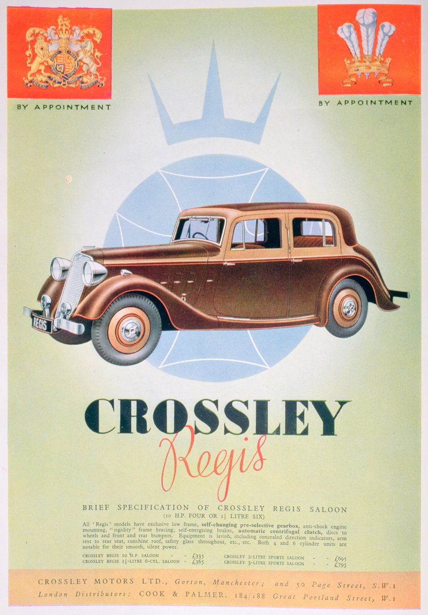 Anúncio para o carro de Crossley Regis, 1935 de Unbekannt
