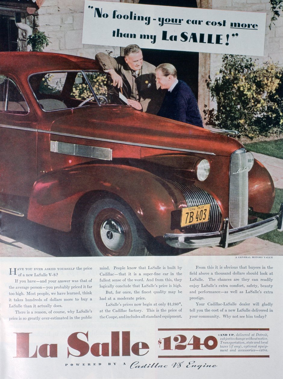 Anúncio para o carro LaSalle V8, 1939 de Unbekannt