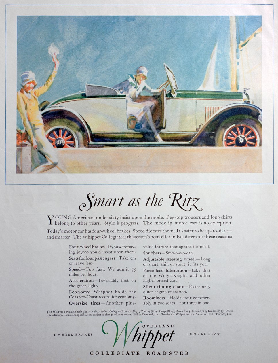 Anúncio do carro de Overland Whippet Collegiate Roadster, 1927 de Unbekannt