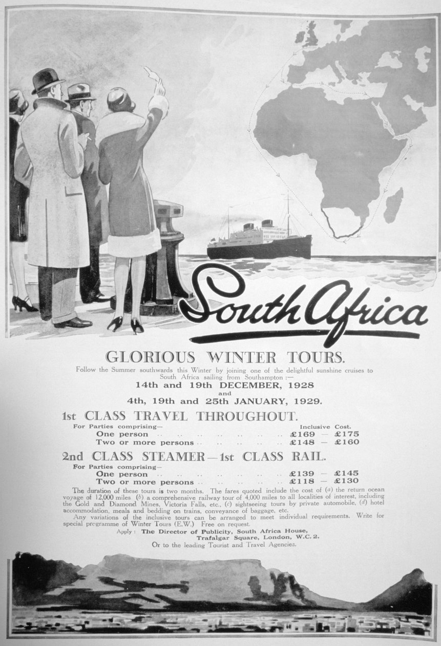 Anúncio para passeios de inverno na África do Sul, 1928 de Unbekannt