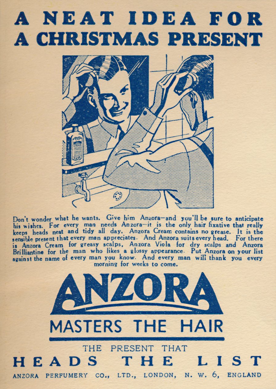 Anúncio para fixador de cabelo Anzora, 1936. de Unbekannt