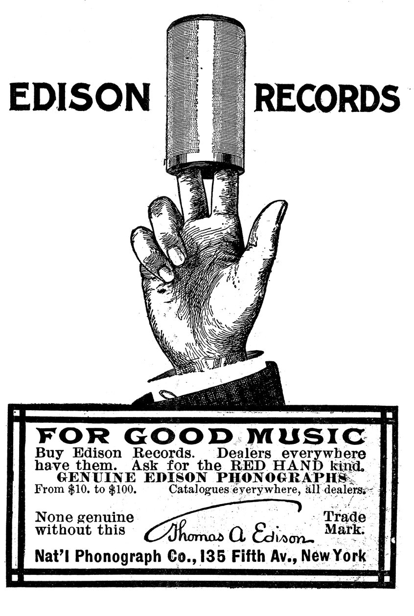 Anúncio para gravações de cilindro fonográfico de Edison, 1900 de Unbekannt