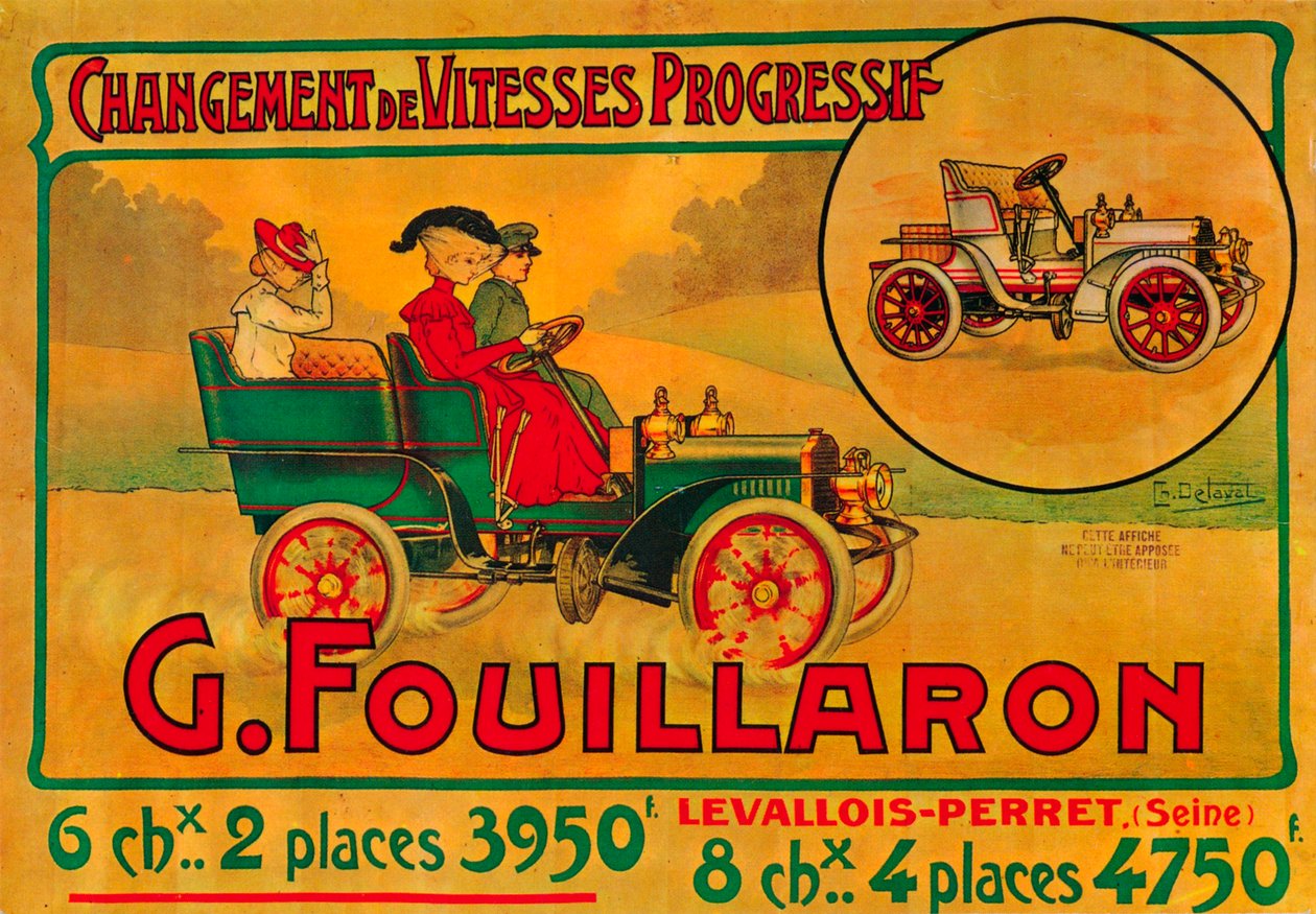Anúncio para carros de Fouillaron, c1900s de Unbekannt