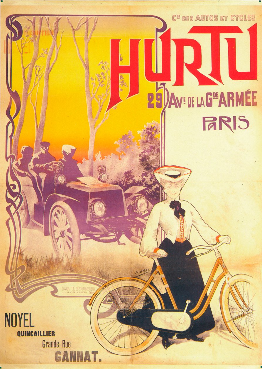 Anúncio para carros e bicicletas Hurtu, c1900s de Unbekannt