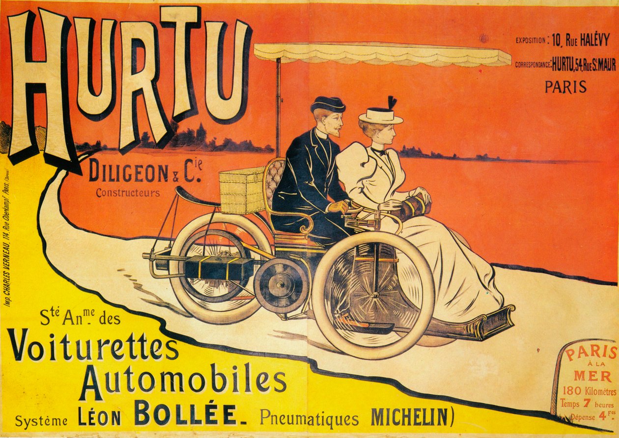 Anúncio para carros Hurtu, c1896 de Unbekannt