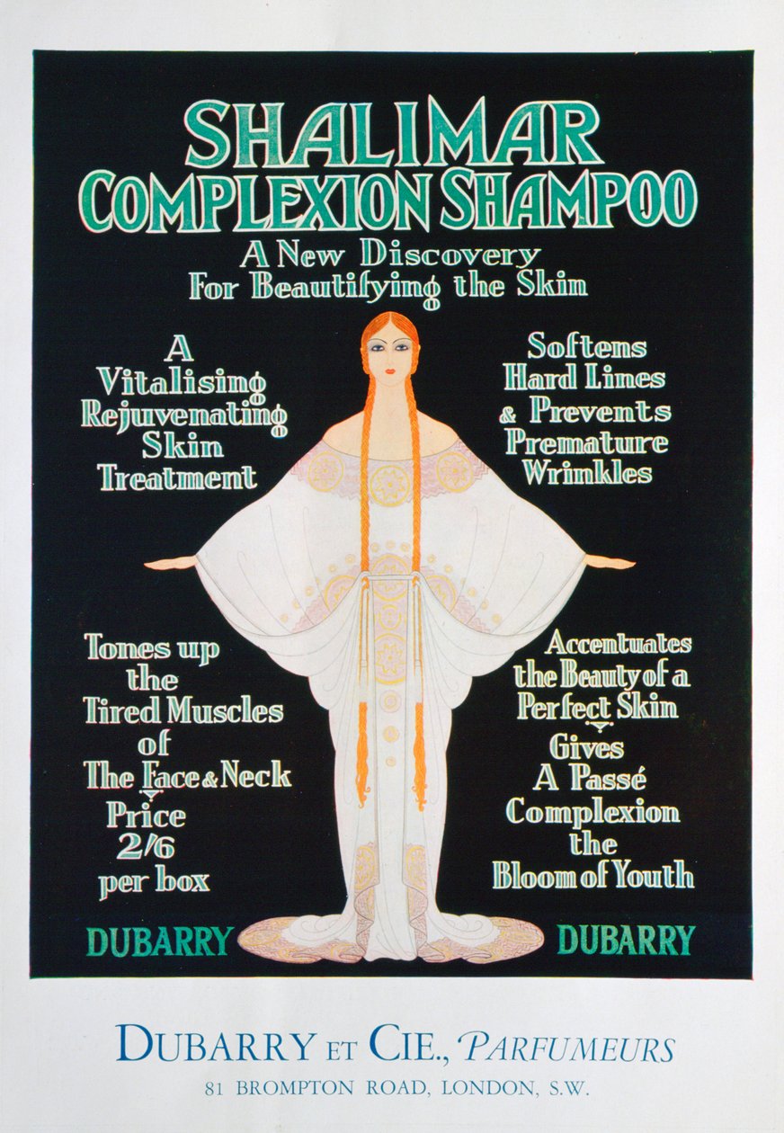 Anúncio para Shalimar tez shampoo por Dubarry, 1930 de Unbekannt