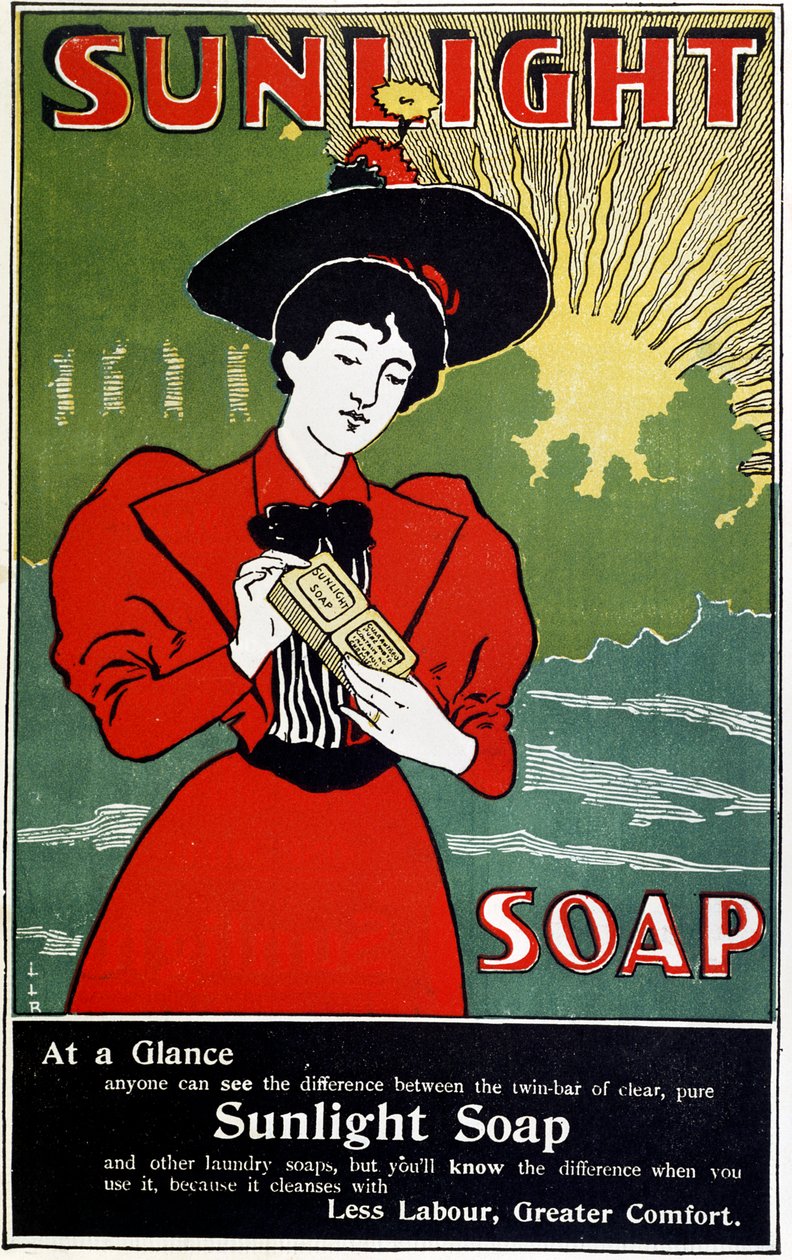 Anúncio para sabão doméstico Sunlight, c1890 de Unbekannt