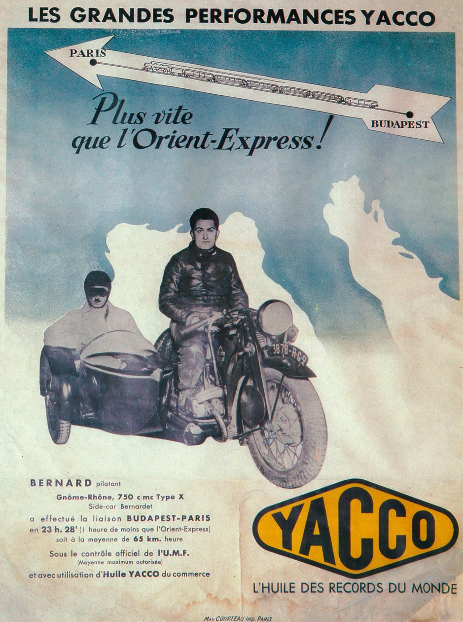 Anúncio para o óleo de motor de Yacco, 1936 de Unbekannt
