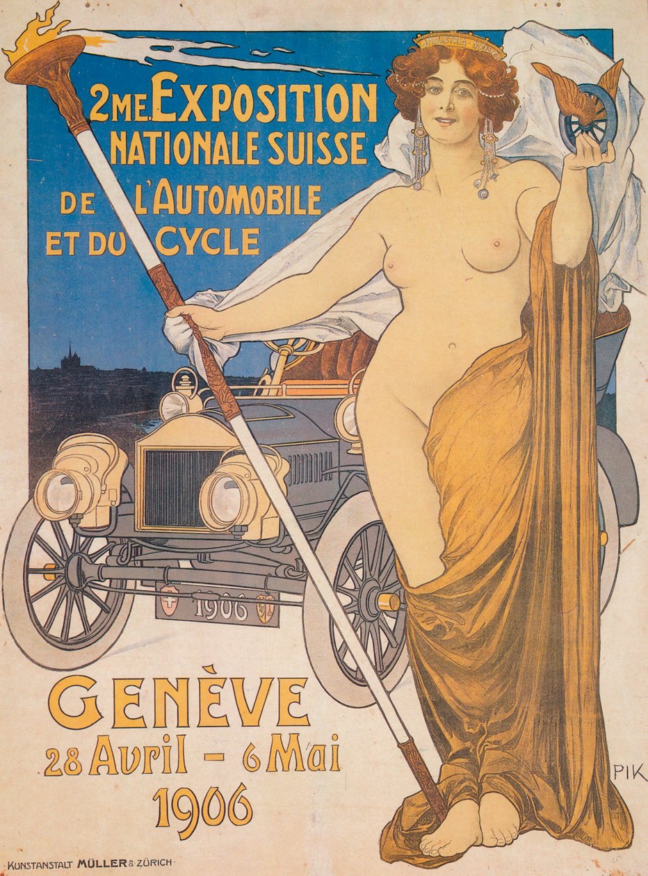 Anúncio da Segunda Exposição Nacional Suíça de Carros e Bicicletas, Genebra, 1906 de Unbekannt