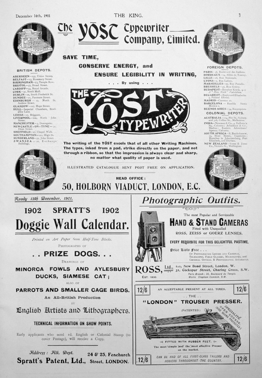 Página publicitária da revista King, 14 de dezembro de 1901 de Unbekannt