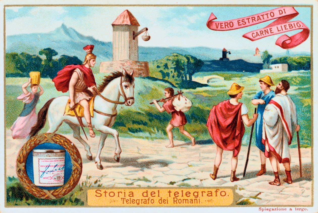 Telégrafo aéreo: torres romanas antigas, c1900 de Unbekannt