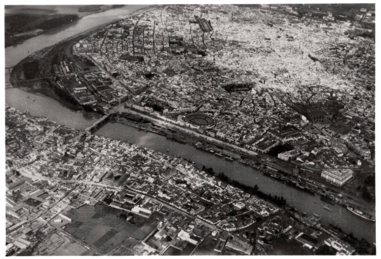 Vista aérea de Sevilha, Espanha, de um Zeppelin, 1929 1933 de Unbekannt