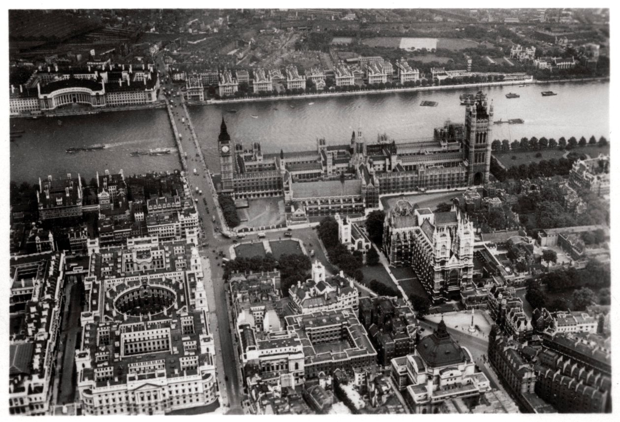 Vista aérea de Westminster, Londres, de um Zeppelin, 1931 1933 de Unbekannt