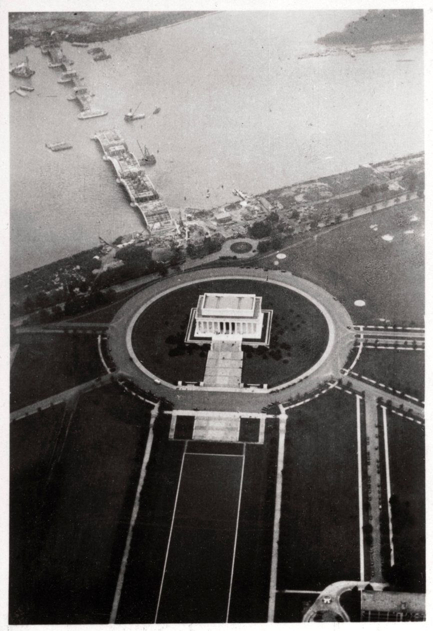 Vista aérea do Lincoln Memorial, Washington DC, EUA, de um Zeppelin, 1928 1933 de Unbekannt