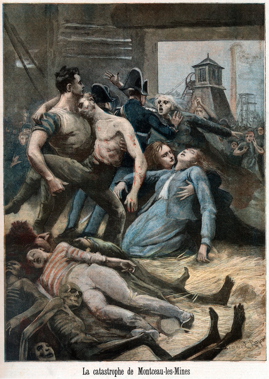 Rescaldo de um acidente de mineração, Montceau-les-Mines, França, 1895 de Unbekannt