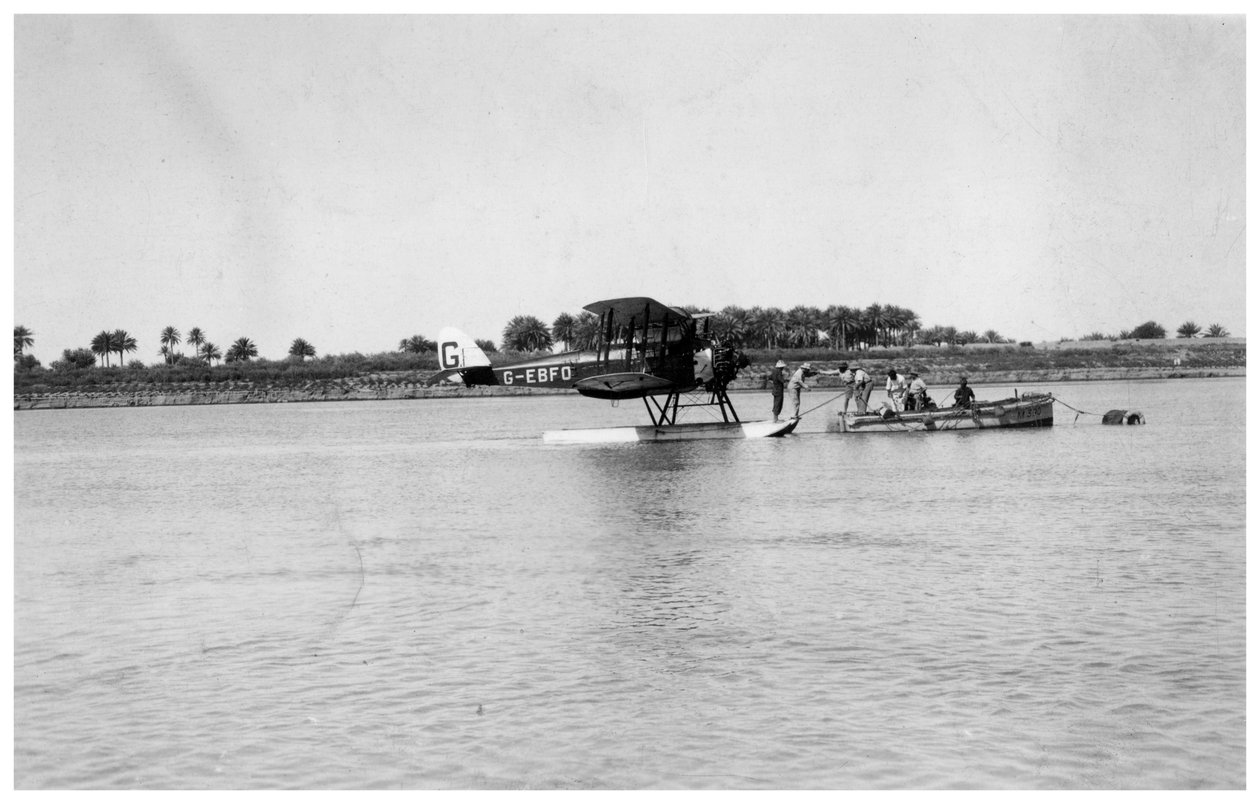 Alan Cobhams De Havilland DH50 pousando no Tigre, Iraque, 1926 de Unbekannt