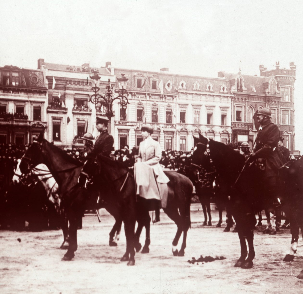 Albert I e Elisabeth da Baviera em Liége, Bélgica, c1914-c1918 de Unbekannt