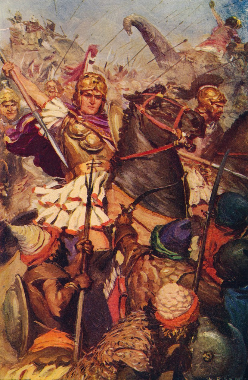 Alexandre na batalha com Porus, 326 aC c1912 de Unbekannt