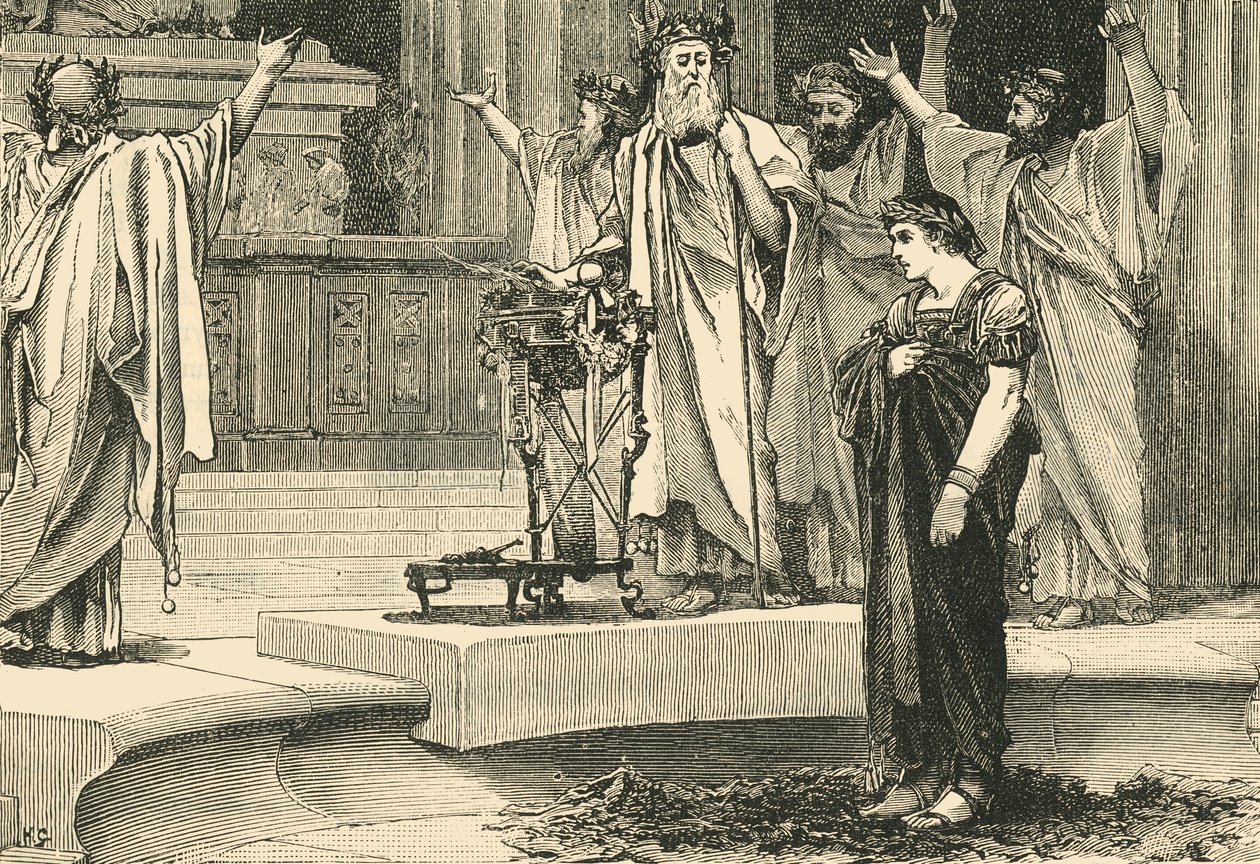 Alexandre no templo de Júpiter Amon, 1890. de Unbekannt