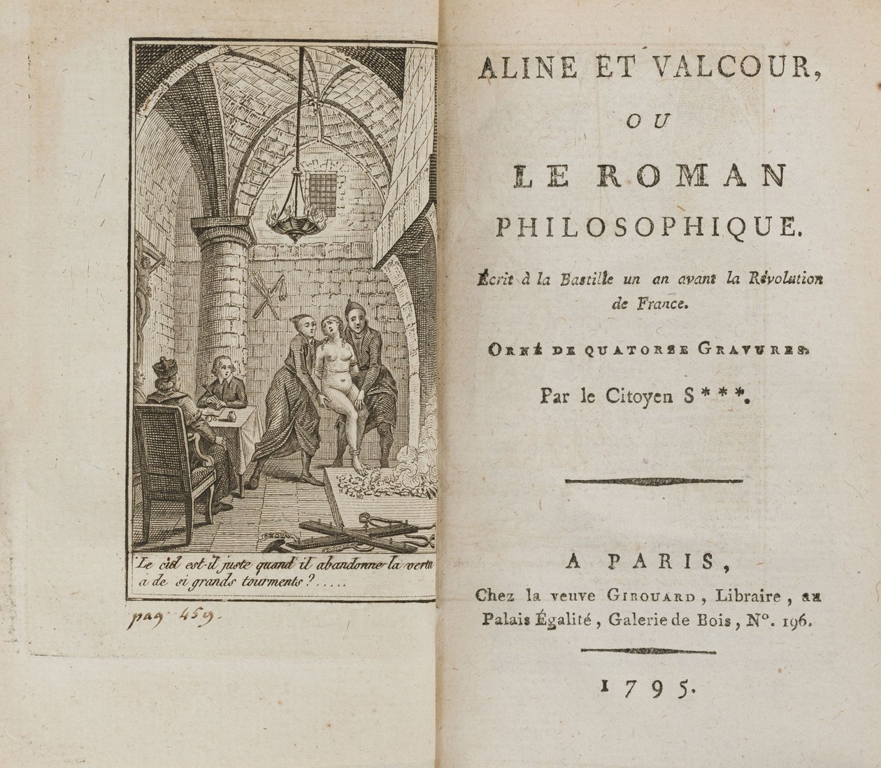Aline et Valcour ou, O romance filosófico do Marquês de Sade, 1795. de Unbekannt