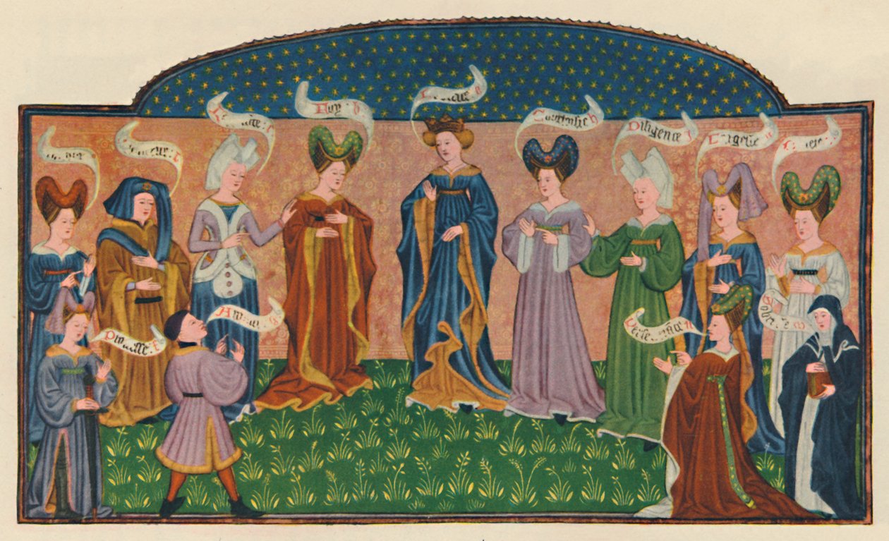 Figuras alegóricas em vestido de corte, 1445, 1948. de Unbekannt