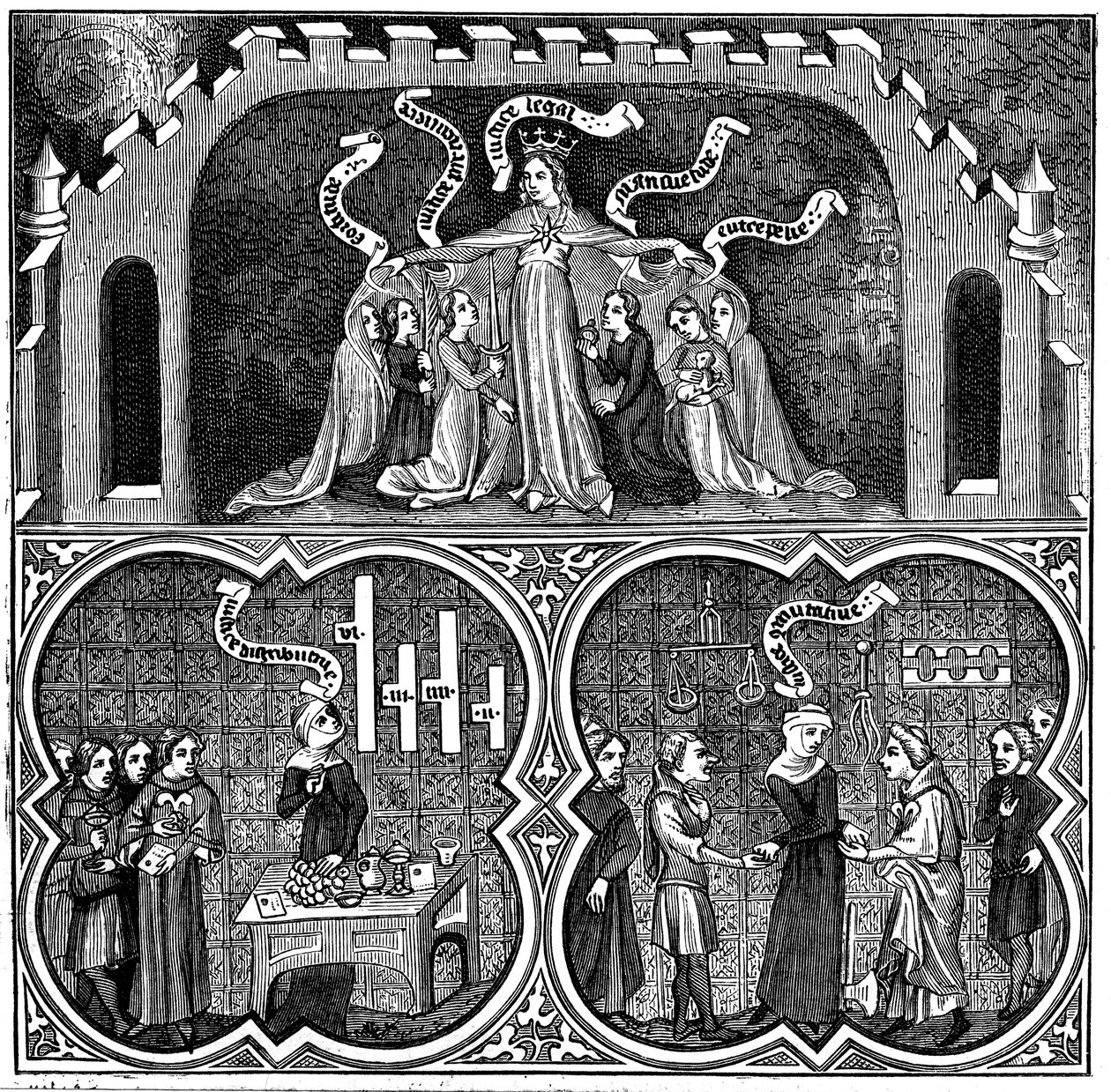 Alegoria da Justiça, da Ética de Aristóteles, século XIV de Unbekannt