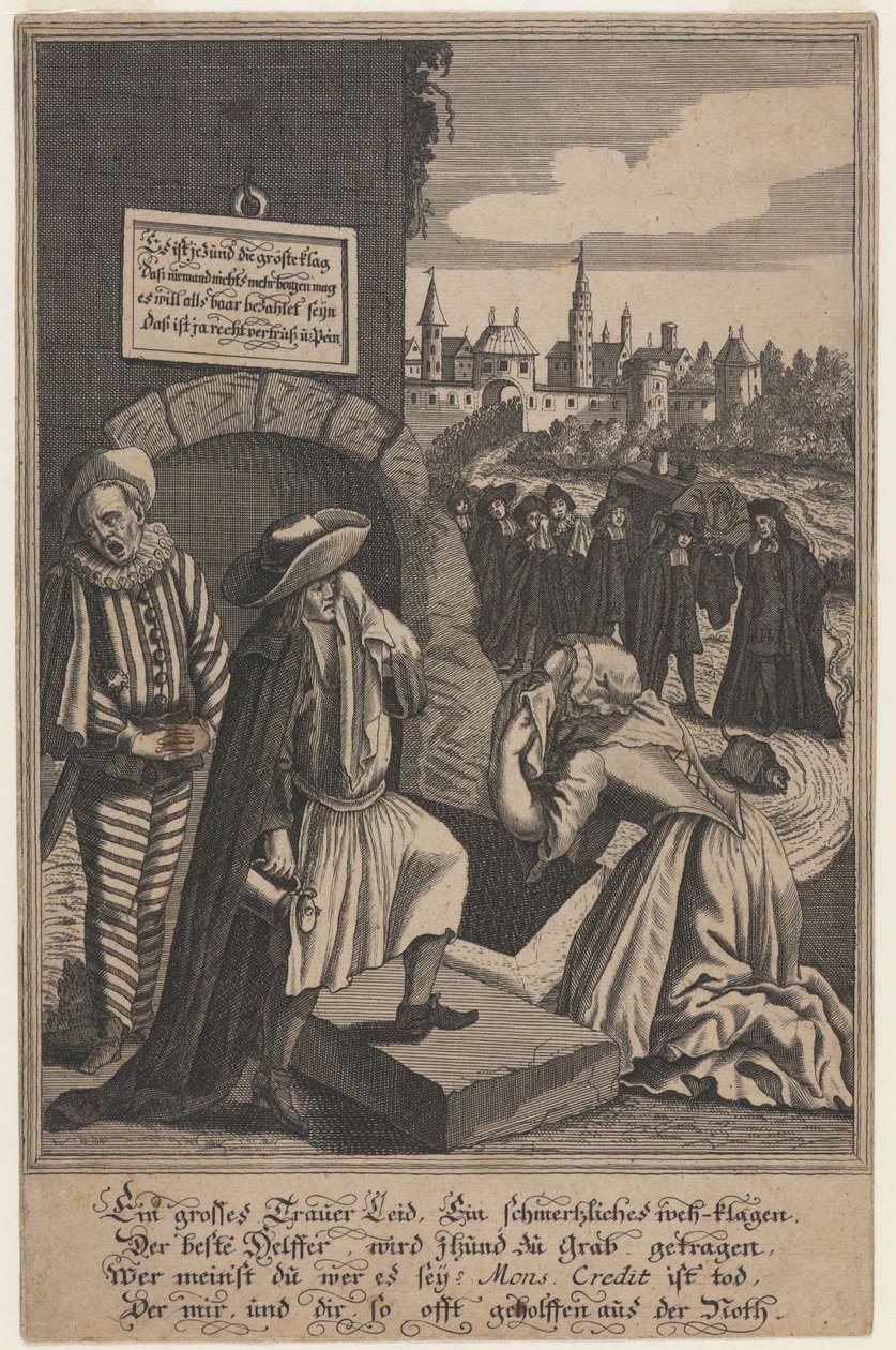 Alegoria sobre a morte do crédito, início do século XVIII. de Unbekannt