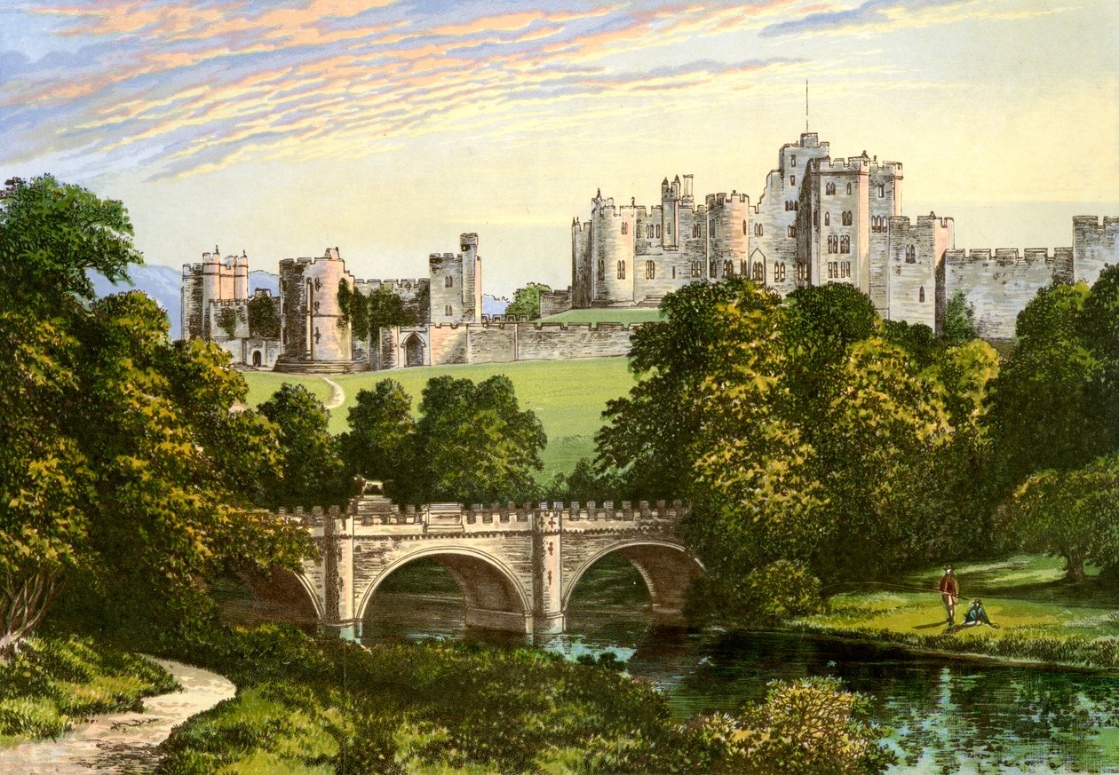 Castelo de Alnwick, Northumberland, casa do Duque de Northumberland, c1880 de Unbekannt