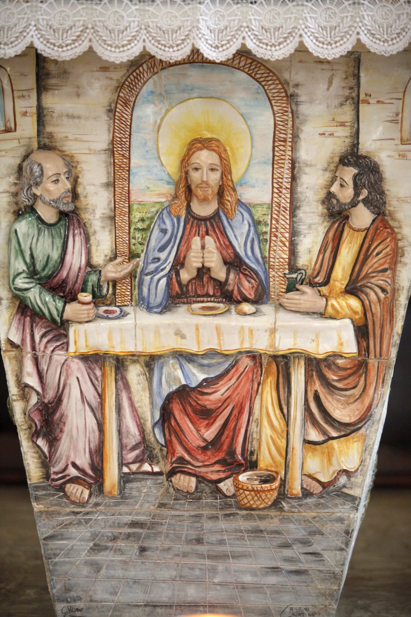 Altar retratando Jesus com os peregrinos de Emaús, Depressa, Itália de Unbekannt