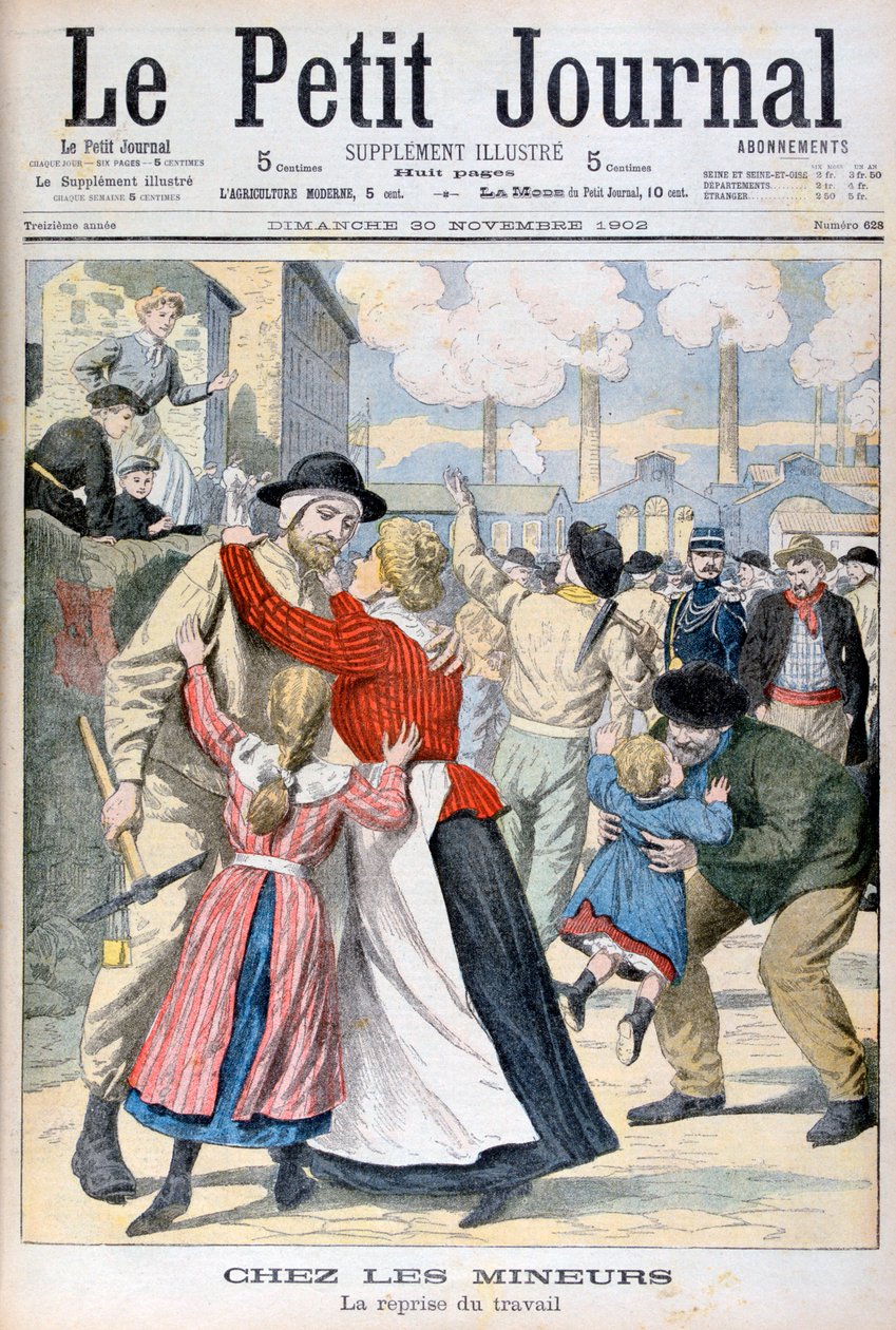 Entre os mineiros, a retomada do trabalho, 1902 de Unbekannt