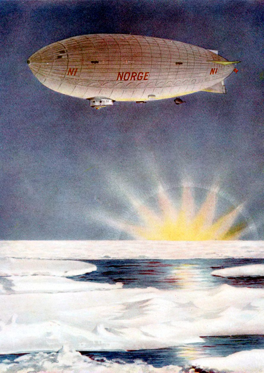 O dirigível de Amundsen, a Noruega, sobre o Pólo Norte, 1926. de Unbekannt