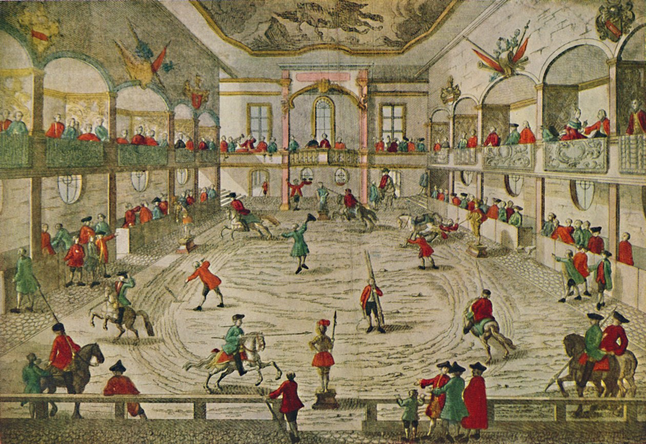 Uma escola de equitação do século XVIII, mostrando a transição para o circo, 1942 de Unbekannt