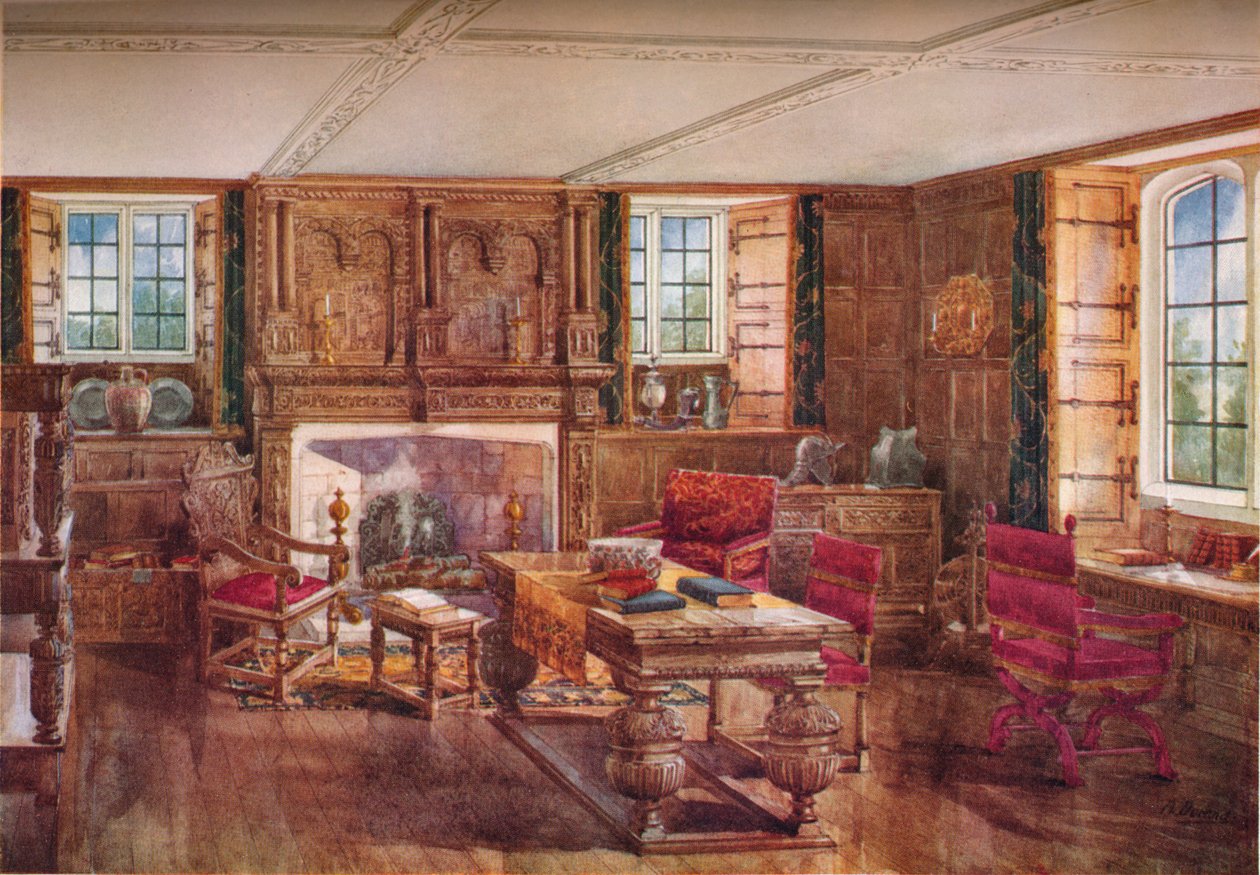 Uma sala de estar elisabetana, século c19th, 1923 de Unbekannt