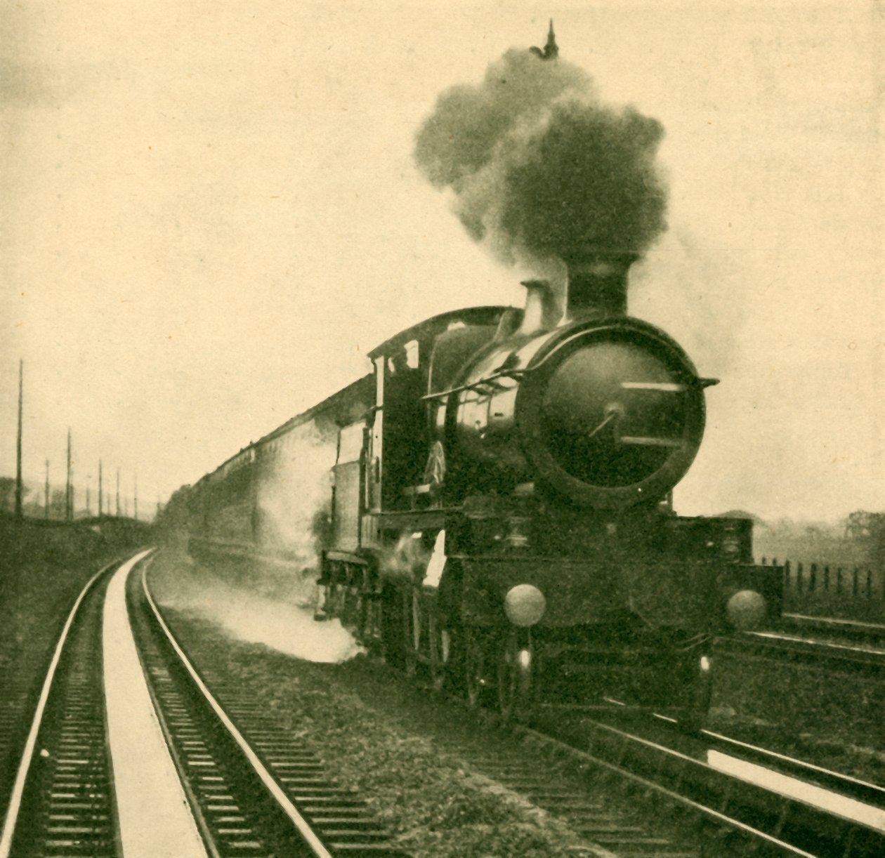 Um motor da classe Star que recolhe água na velocidade, Goring, Great Western Railway, 1930. de Unbekannt