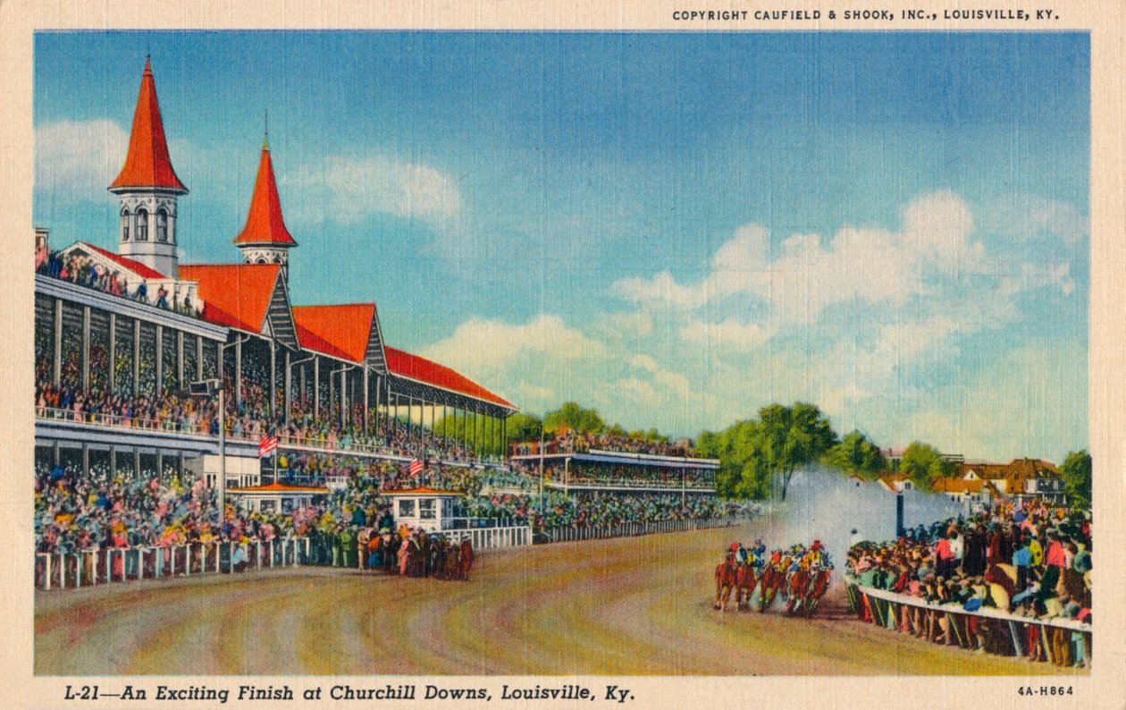 Um acabamento emocionante em Churchill Downs, Louisville, Ky, c1940 de Unbekannt