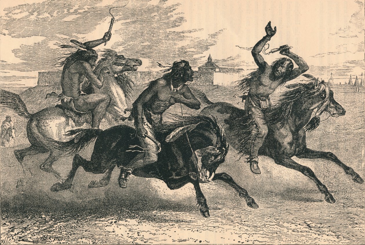 Uma corrida de cavalos indiana, século c19 de Unbekannt