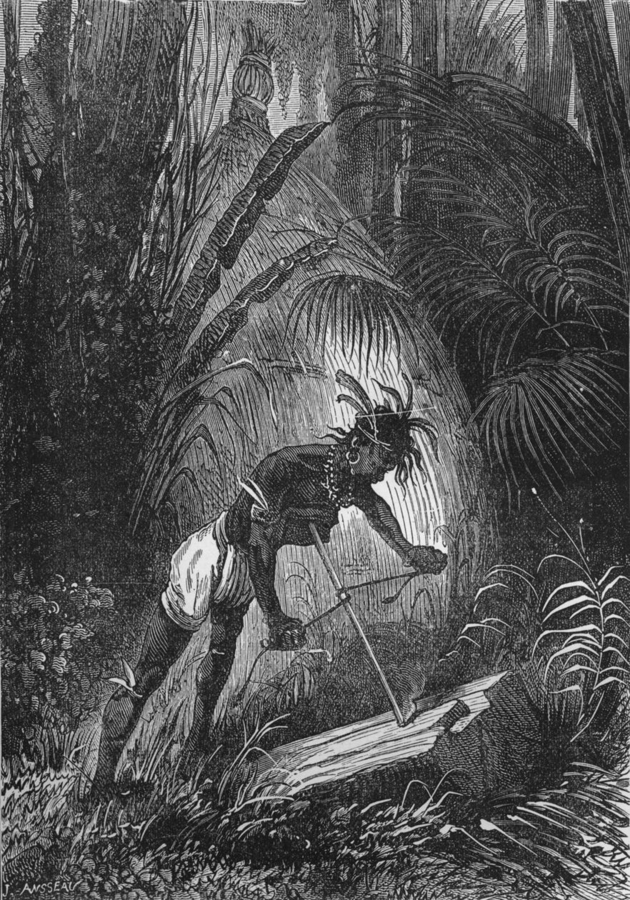 Um índio obtendo fogo por fricção, 1894 de Unbekannt