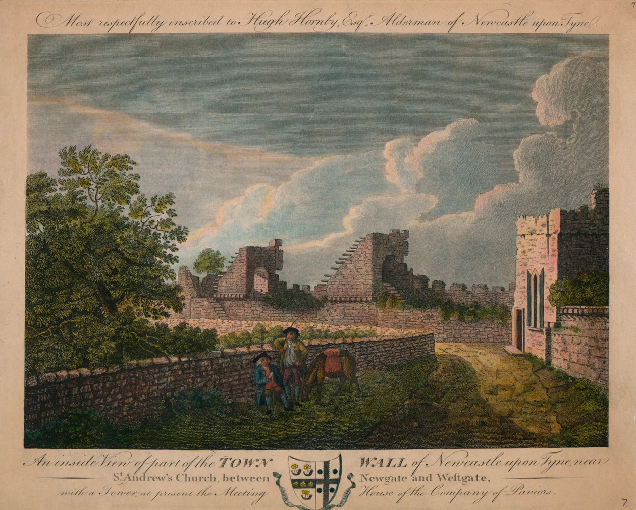 Uma vista interna da muralha da cidade de Newcastle upon Tyne, c1760-90. de Unbekannt