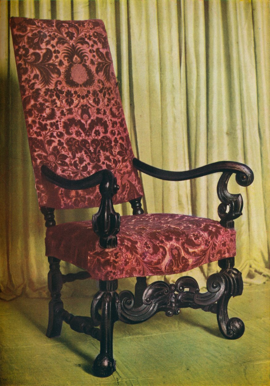 Uma cadeira estofada do braço, c1680 de Unbekannt