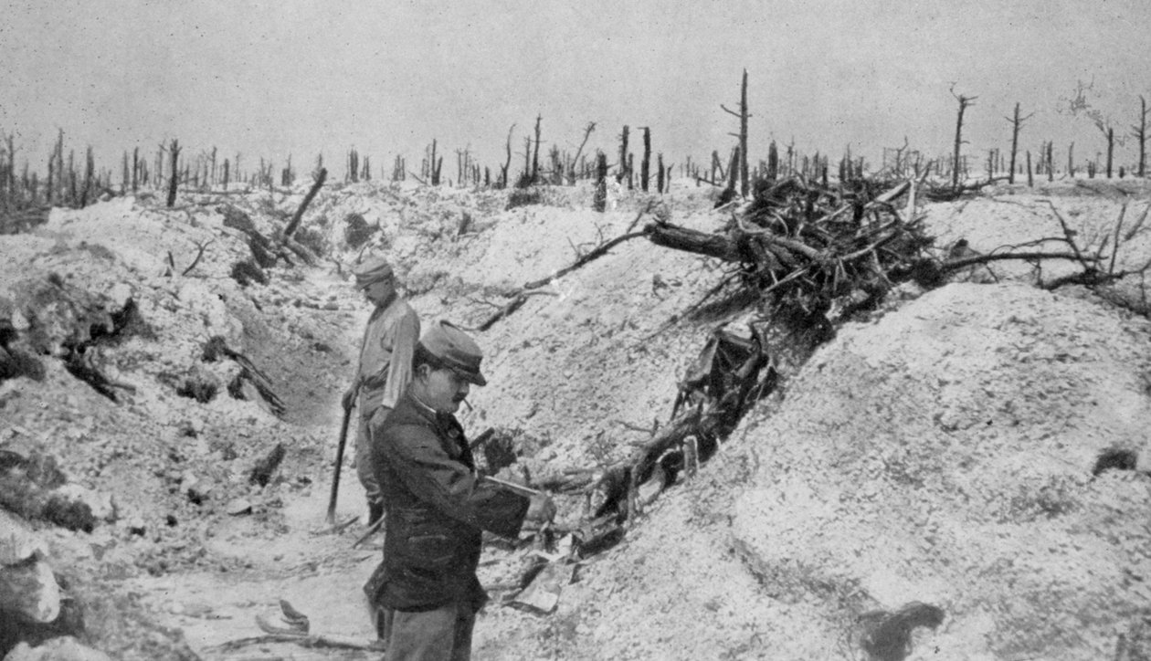 Uma trincheira alemã abandonada em torno de Mesnil, Champagne, França, Primeira Guerra Mundial, 1915 de Unbekannt