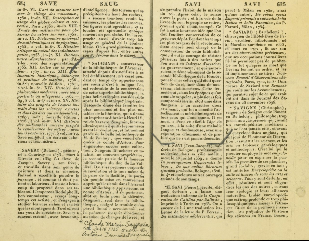 Um relato de Claude Marin Saugrain, tio de Antoine Saugrain, 15 de Fevereiro de 1735 de Unbekannt