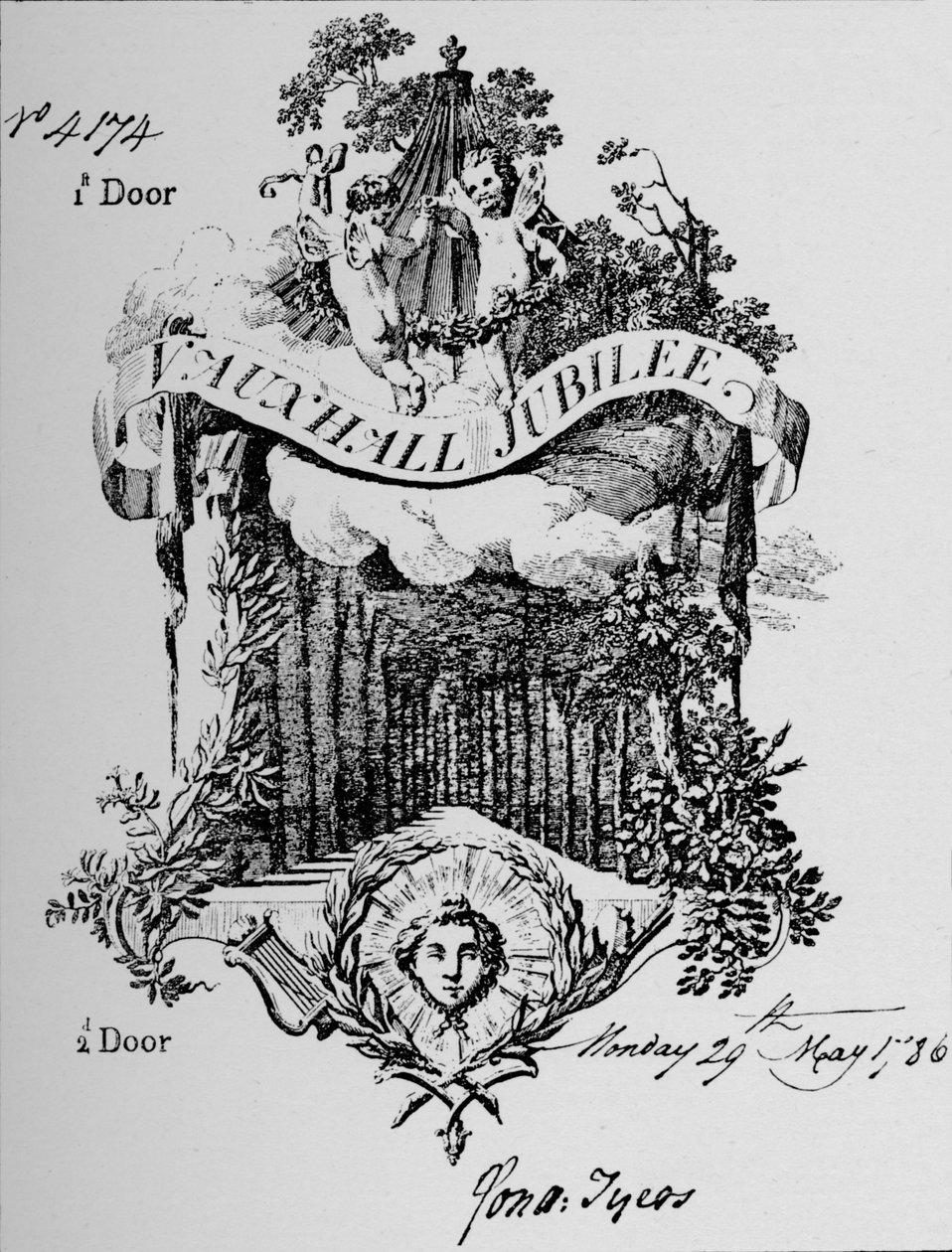 Um ingresso para os Jardins Vauxhall, 1786, 1912 de Unbekannt