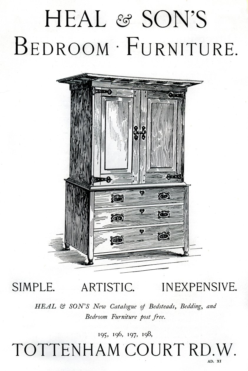 Um anúncio da mobília do quarto de Heal and Sons, 1898 de Unbekannt