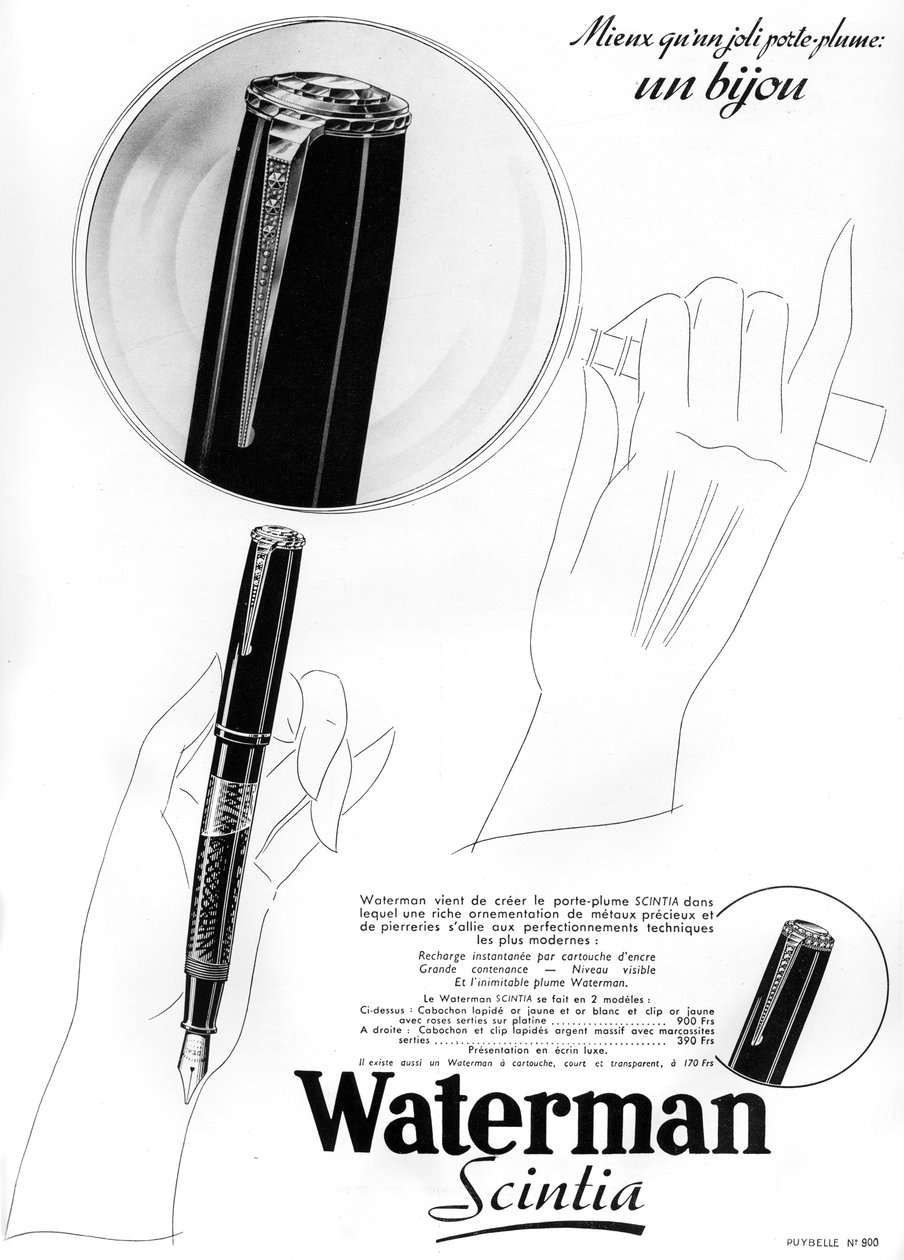 Um anúncio para canetas Waterman, 1938 de Unbekannt