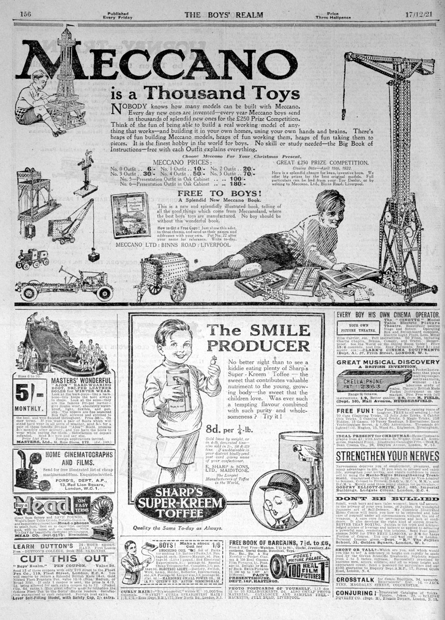 Uma página de publicidade no The Boys Realm, Natal de 1921 de Unbekannt