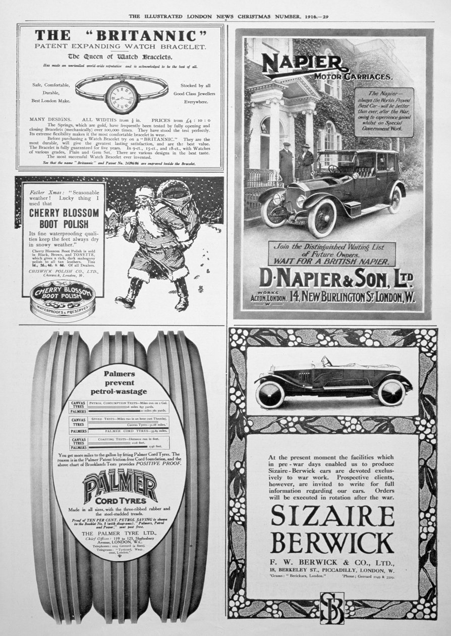 Uma página de publicidade no Illustrated London News, Natal de 1916 de Unbekannt