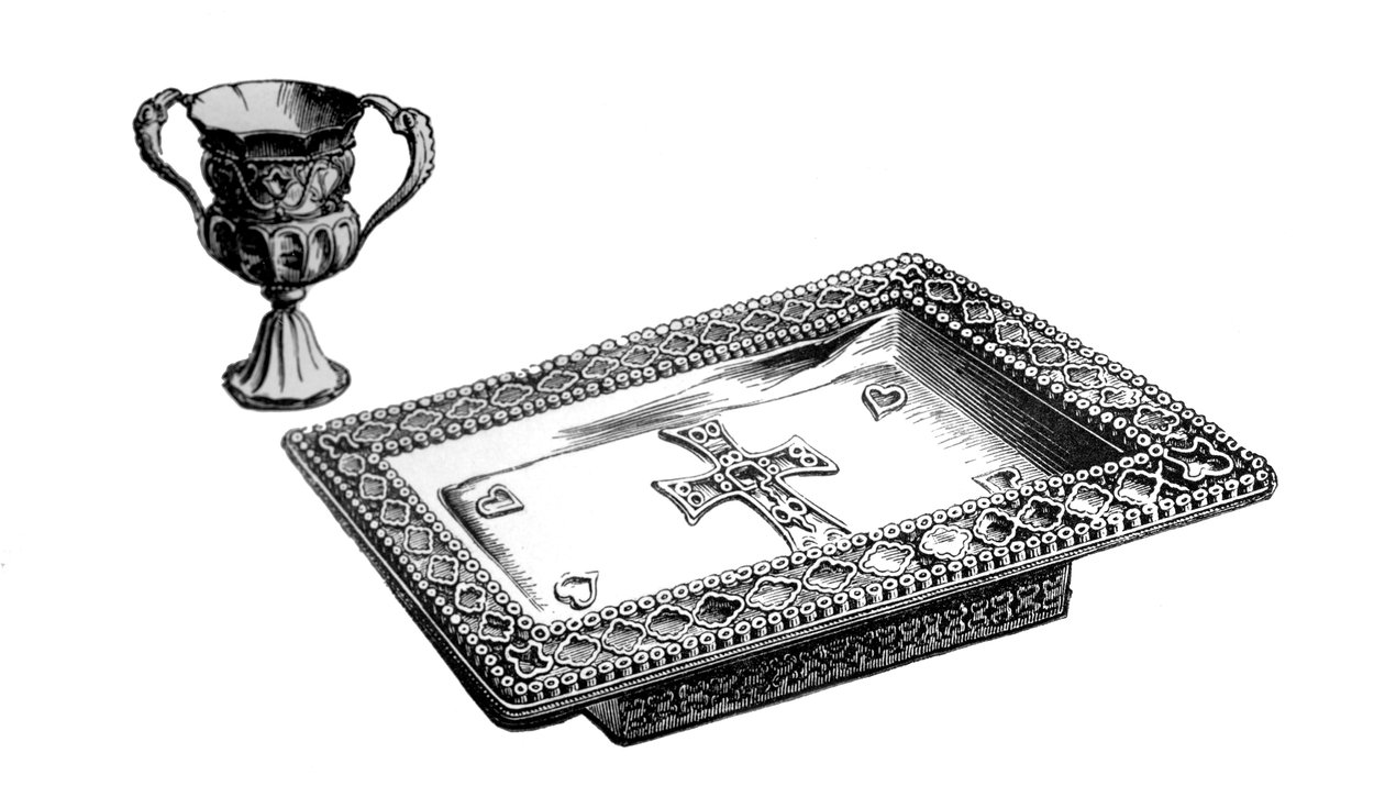 Uma bandeja de altar e cálice em ouro esmaltado, século IV ou V, 1870 de Unbekannt